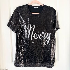 Why Dress Black Sequin 'Merry' Top